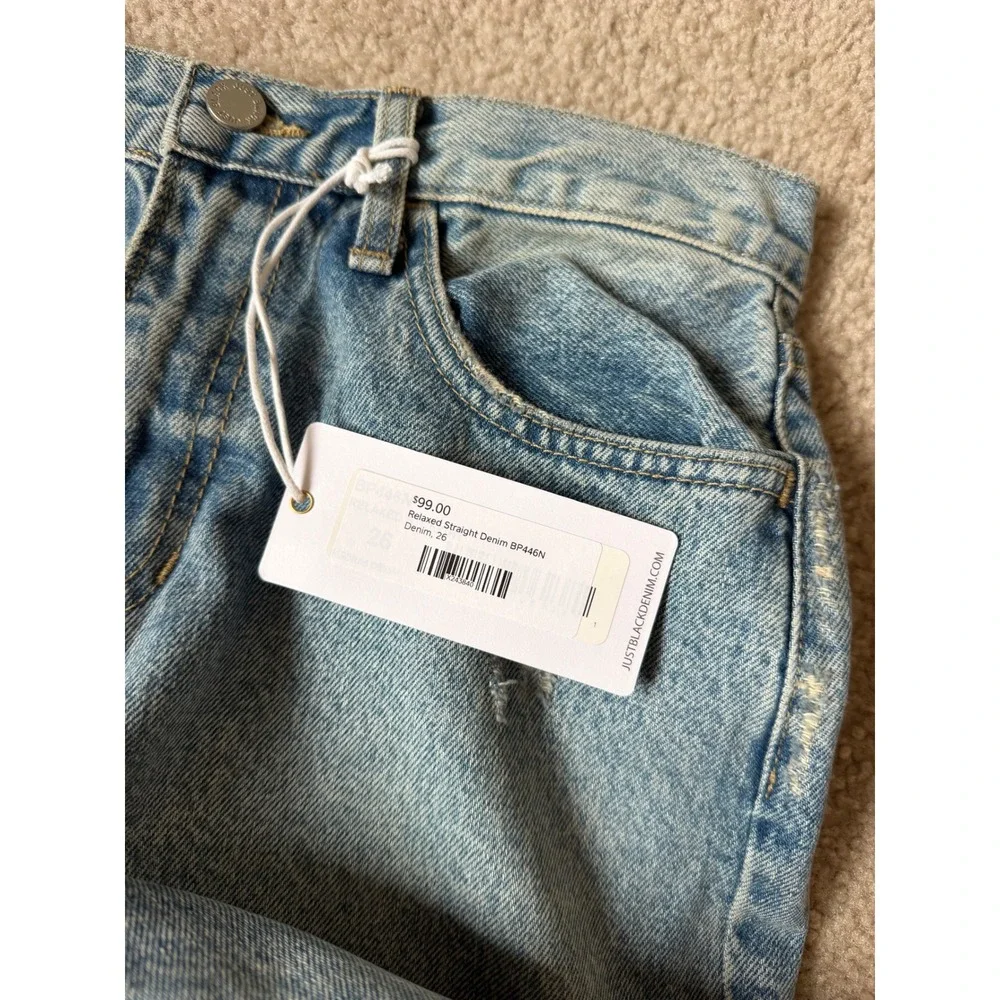 Just Black Denim Jeans NEW Relaxed Straight Womens High Rise Light Wash Blue 26